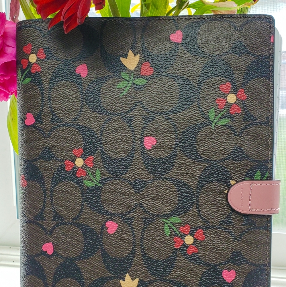COACH Notebook Spiral Hearts Flowers Monogram New